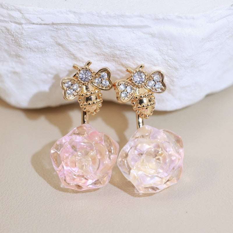 18K Dior Pink Flower Earrings