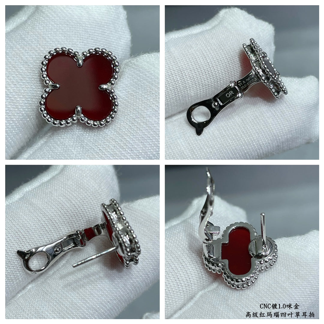 18K Van Cleef & Arpels Vintage Alhambra Carnelian Earrings