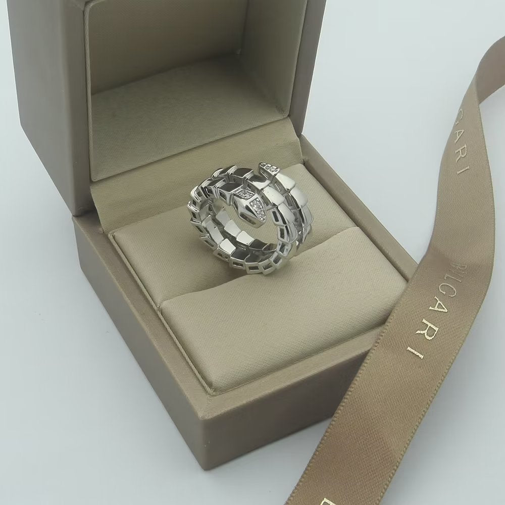 18K BVLGARI BV Serpenti Viper Demi Diamond Ring