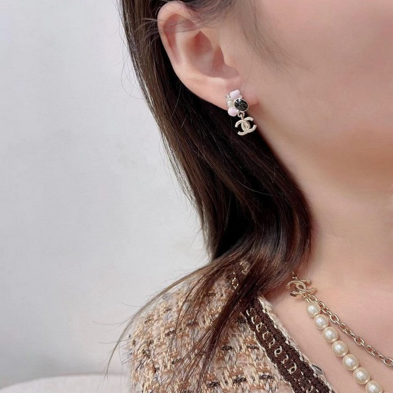 18K Chanel 25K Black & Pink Gold Earrings