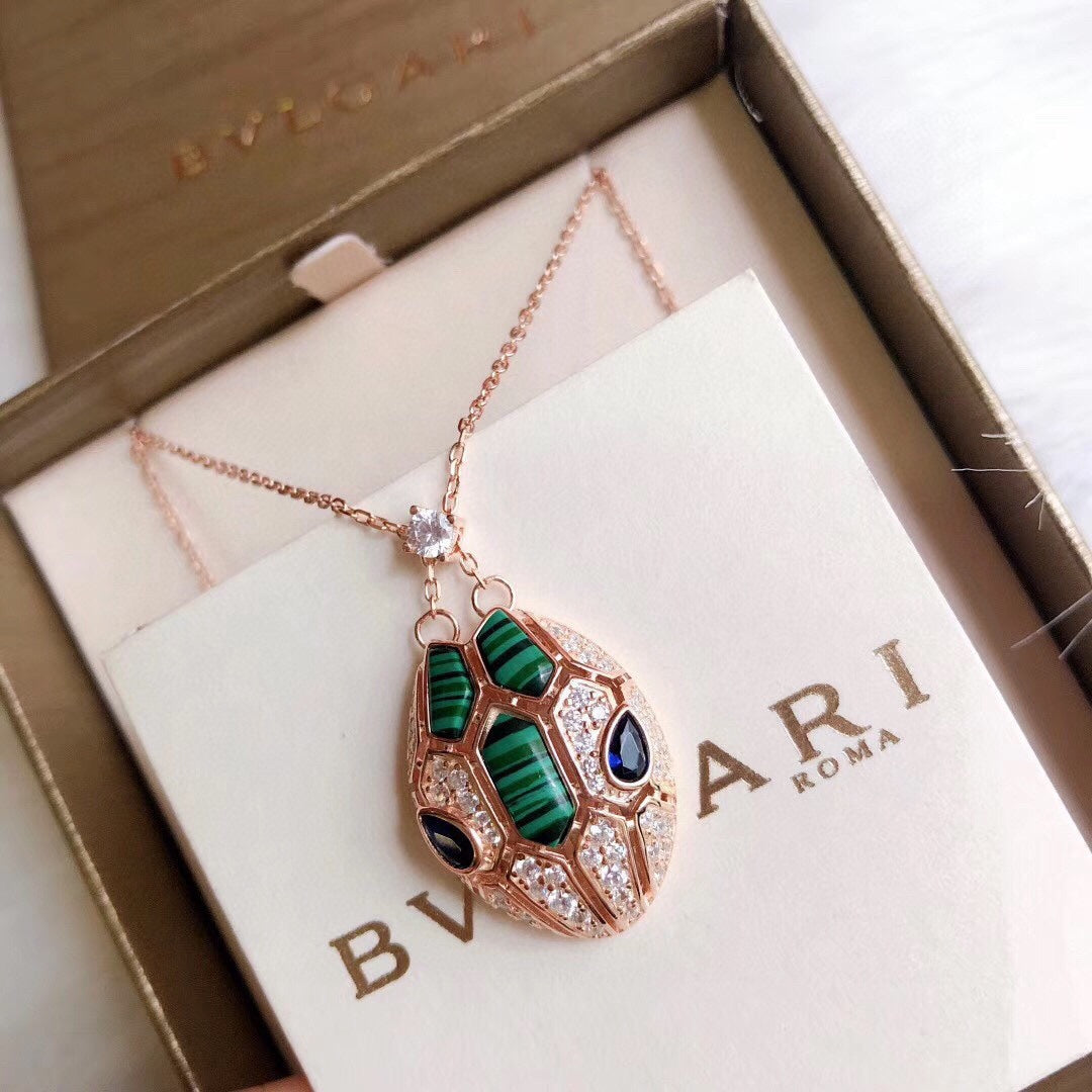 18K BVLGARI BV Serpenti Malachite Necklace