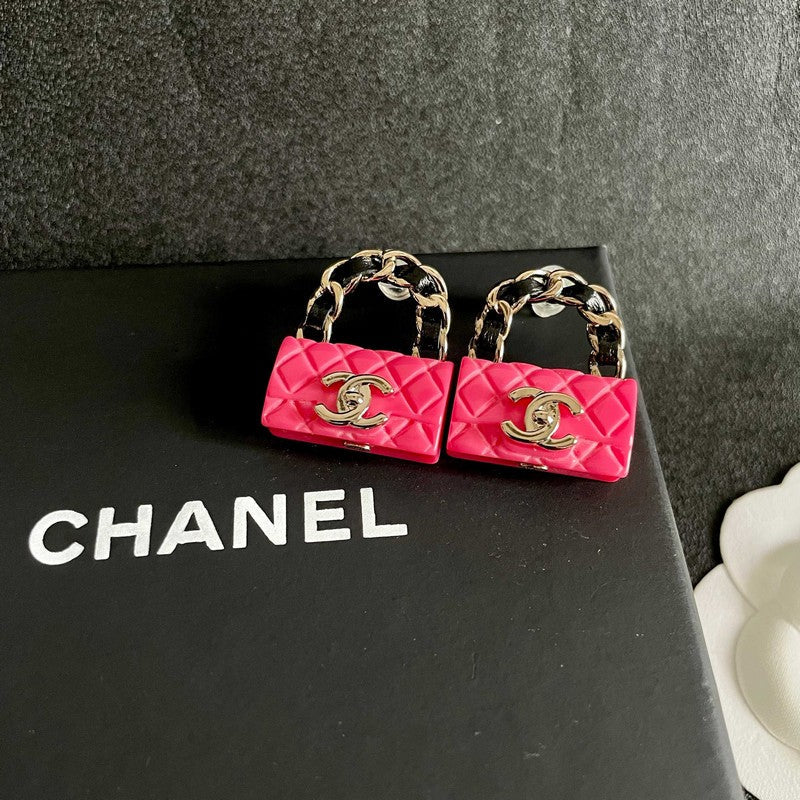 18K Chanel Color Bag Gold Earrings