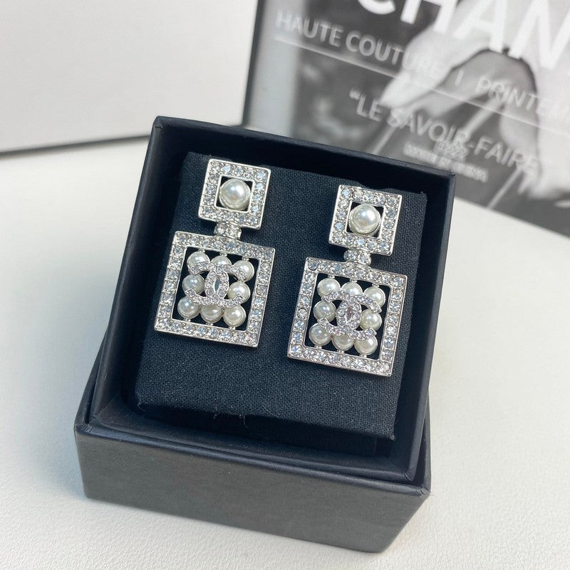 18K Chanel Diamond Pearl Perfume Earrings