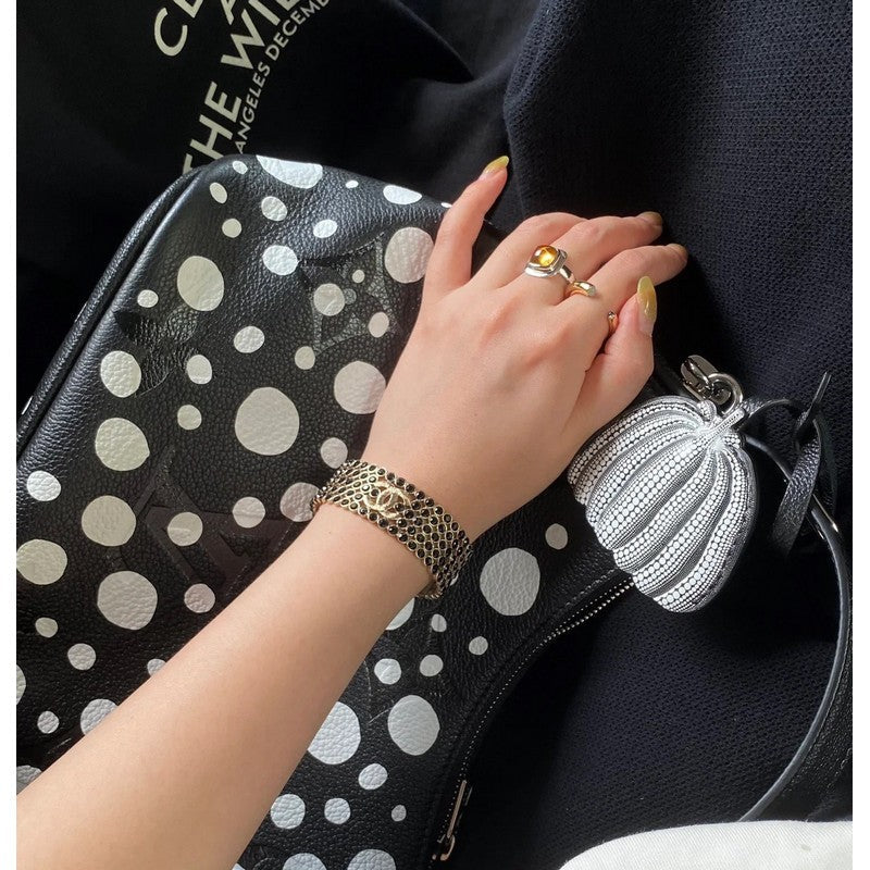 18K Chanel Black Crystal Wide Cuff Bracelet