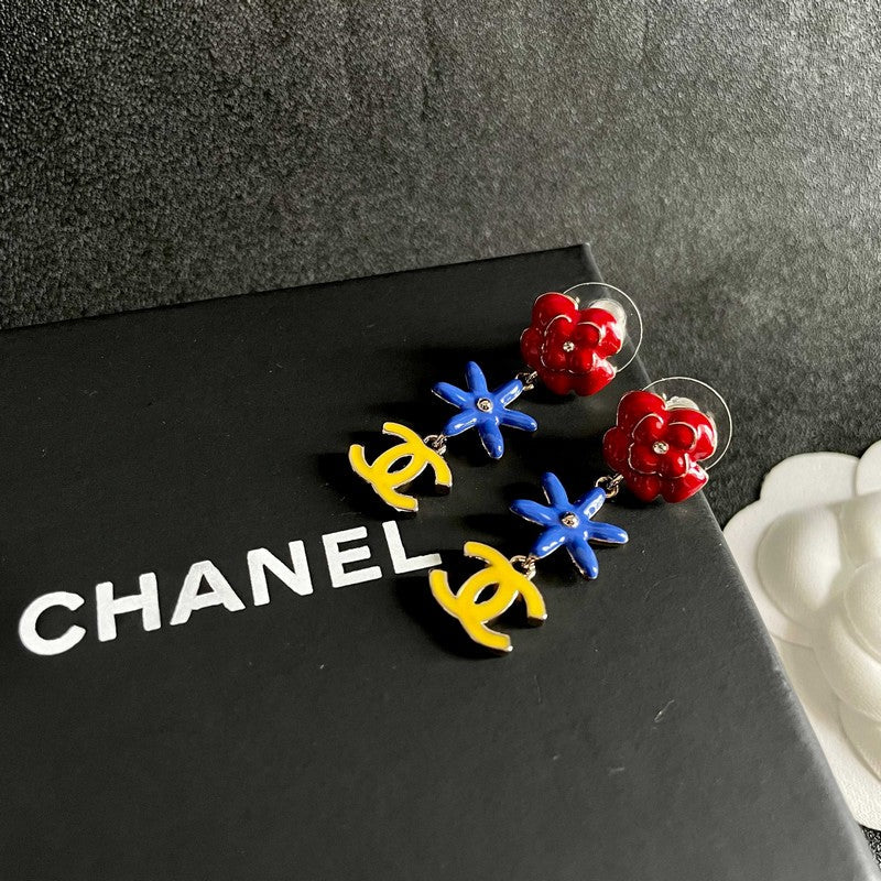 18K Chanel Color Camellia Earrings