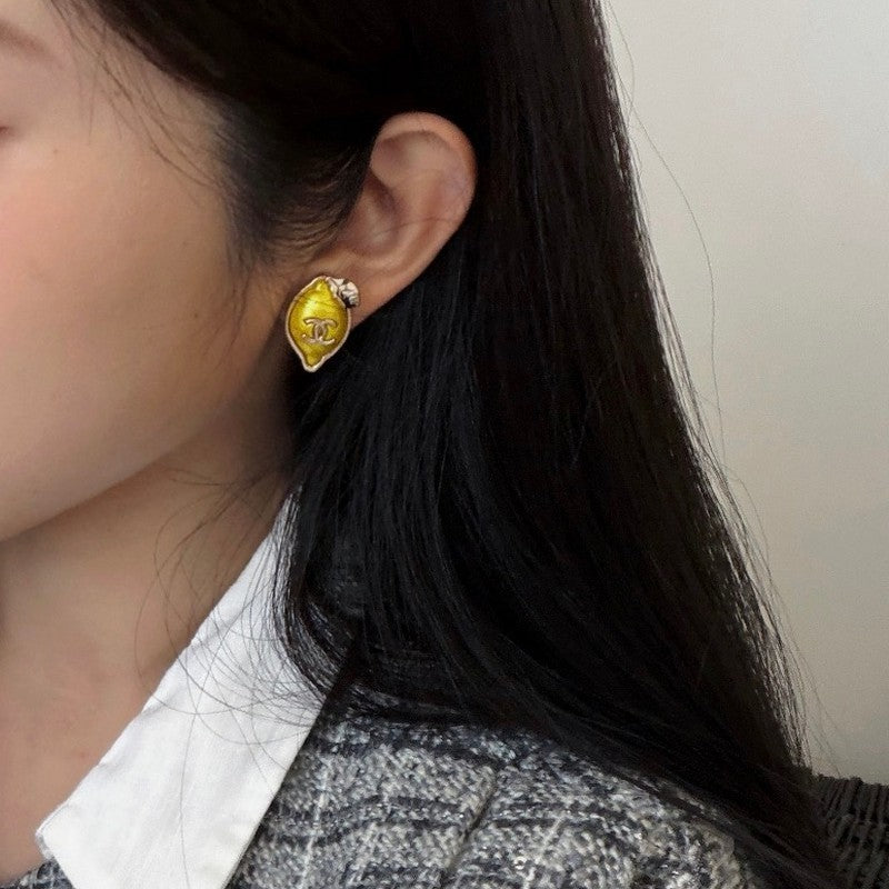 18K Chanel 26C Lemon Gold Earrings