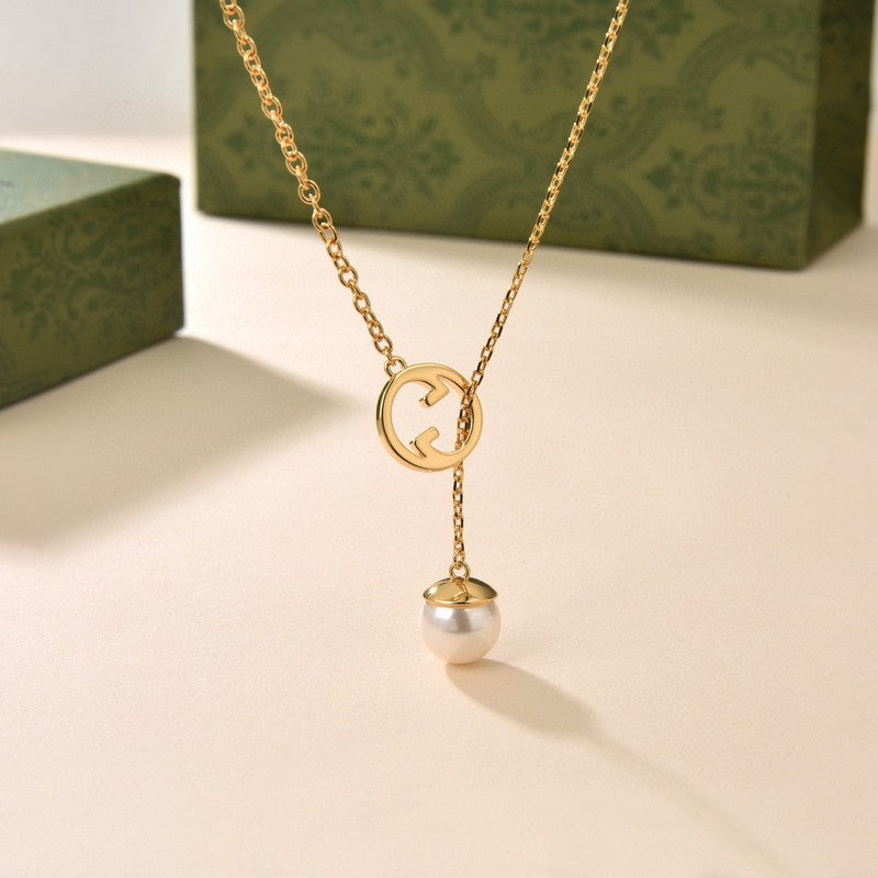 18K Gucci Blondie Pearl Drop Necklace