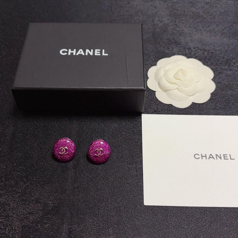 18K Chanel Purple Round Earrings