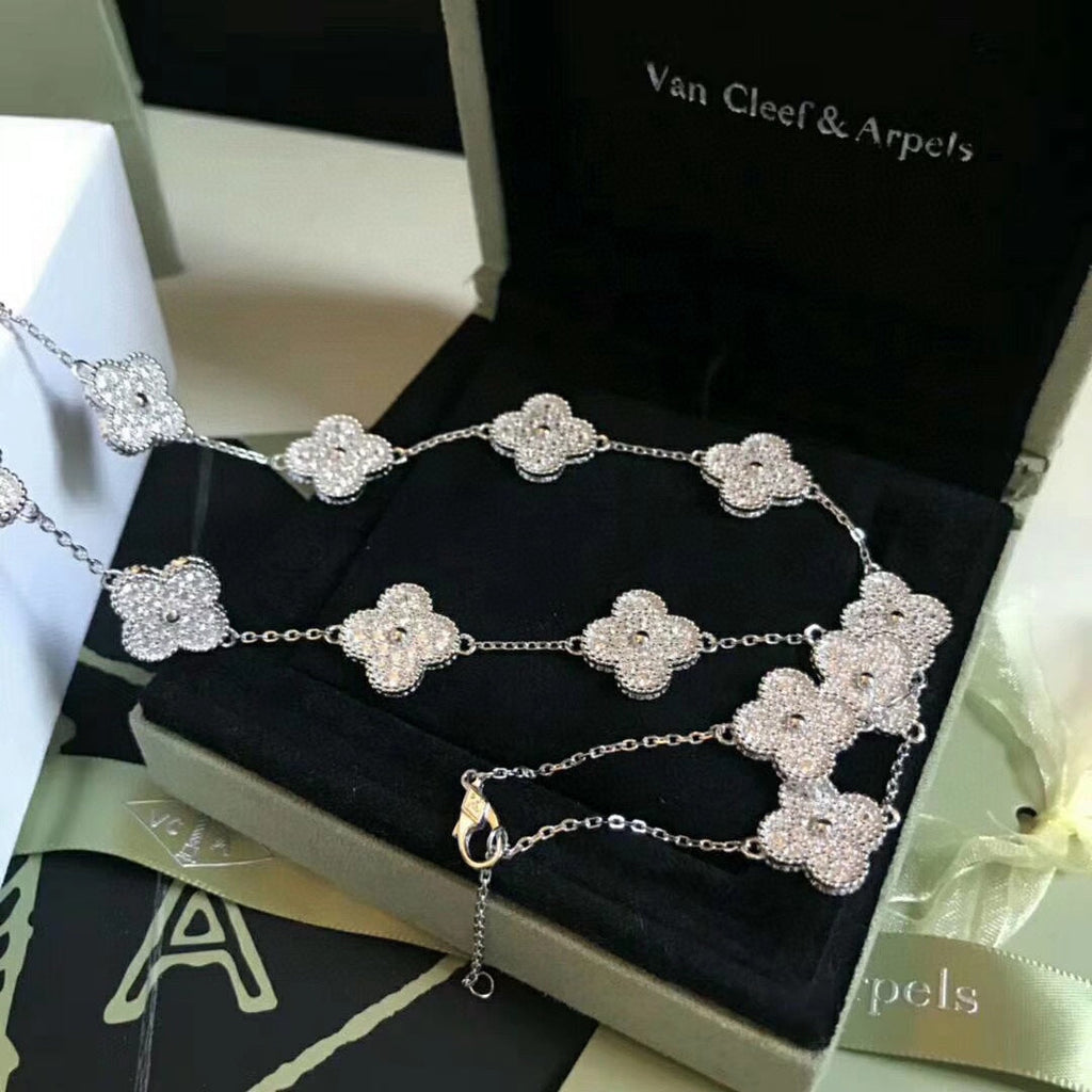18K Van Cleef & Arpels Vintage Alhambra 20 Motifs Long Necklace