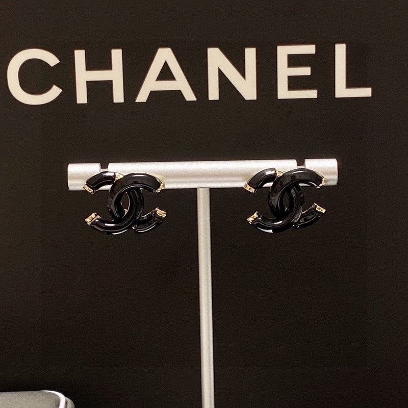 18K Chanel Black Gold Earrings