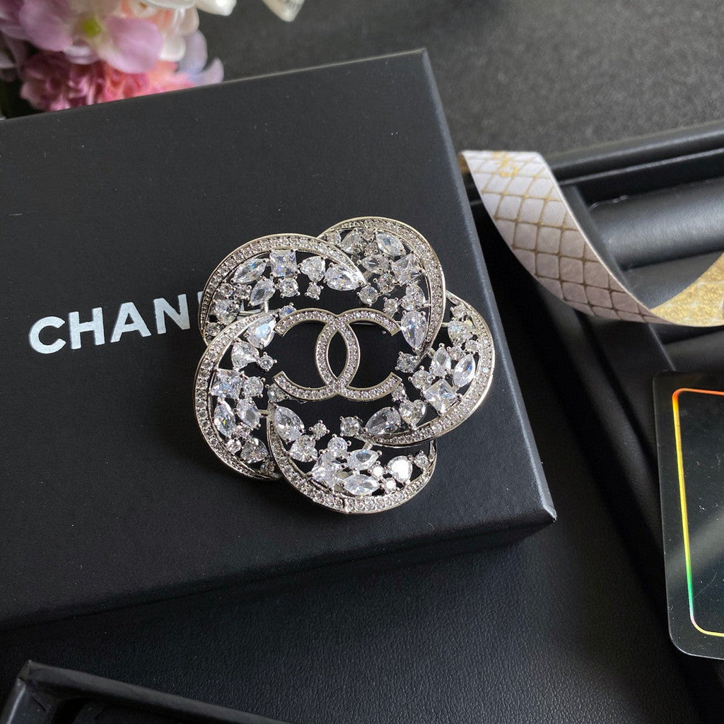 18K Chanel Camellia Diamond Brooch
