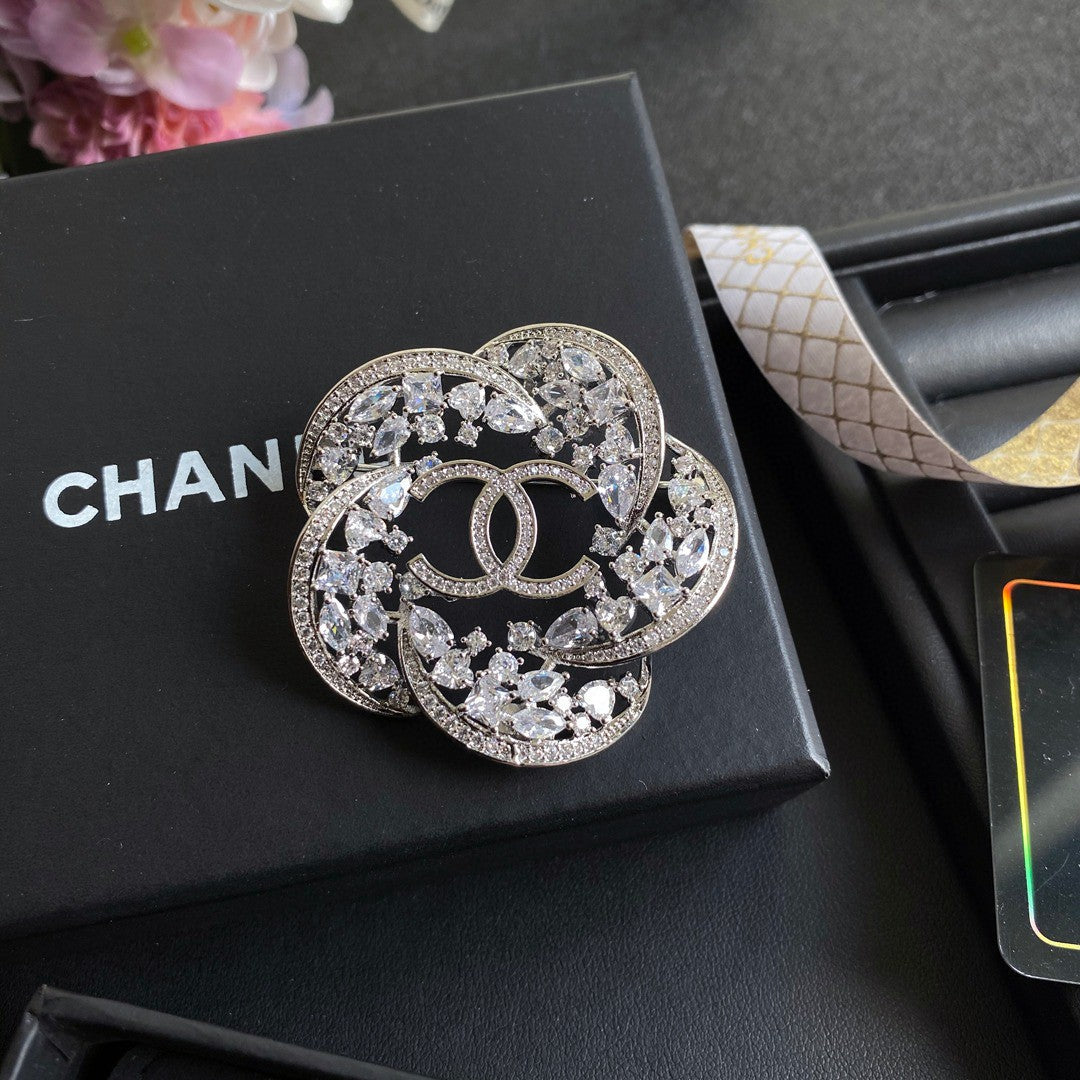 18K Chanel Camellia Diamond Brooch