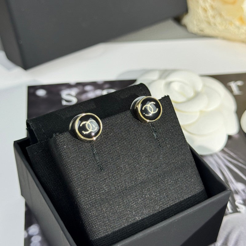 18K Chanel 25K Black Gold Earrings