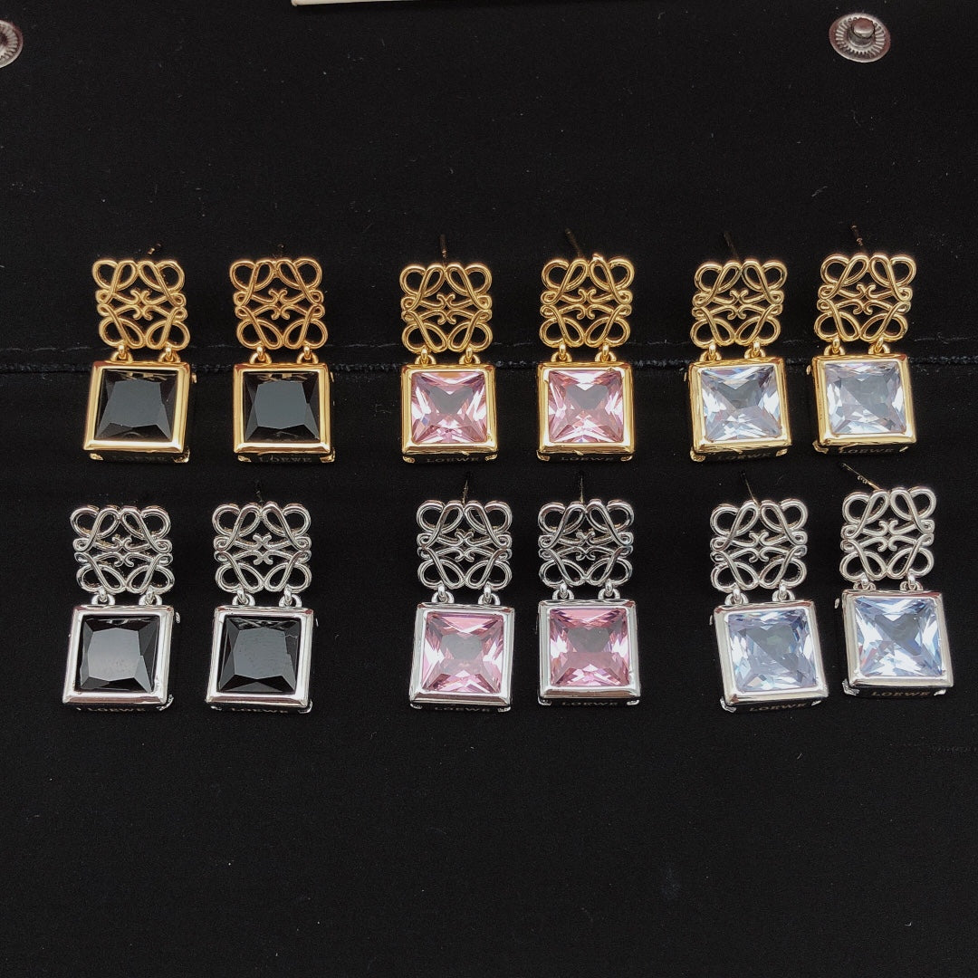 18K Loewe Anagram Crystal Earrings