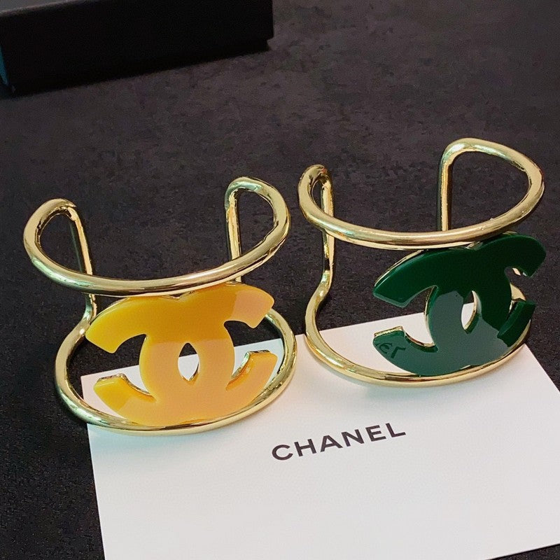 18K Chanel Color Logo Open Cuff Bracelet