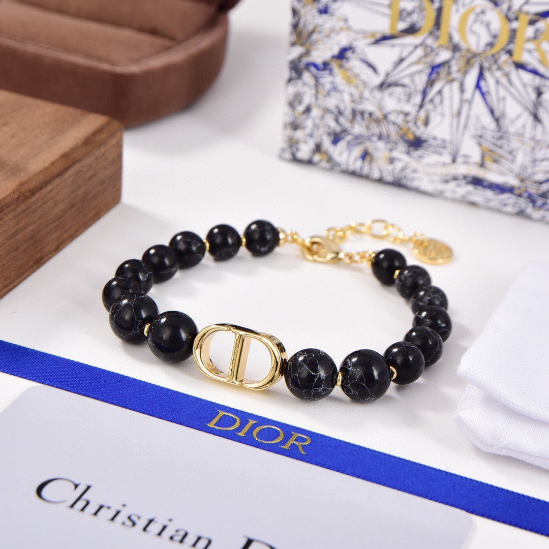 18K Dior 30 Montaigne Black Pearls Bracelet