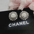 18K Chanel Round Pave Diamond Earrings
