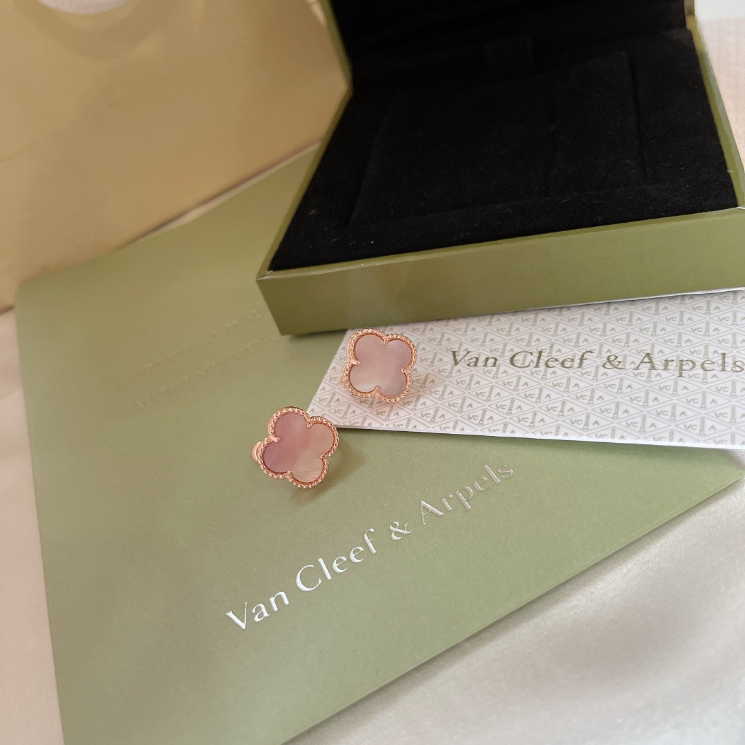 18K Van Cleef & Arpels Magic Alhambra Pink Opale Earrings