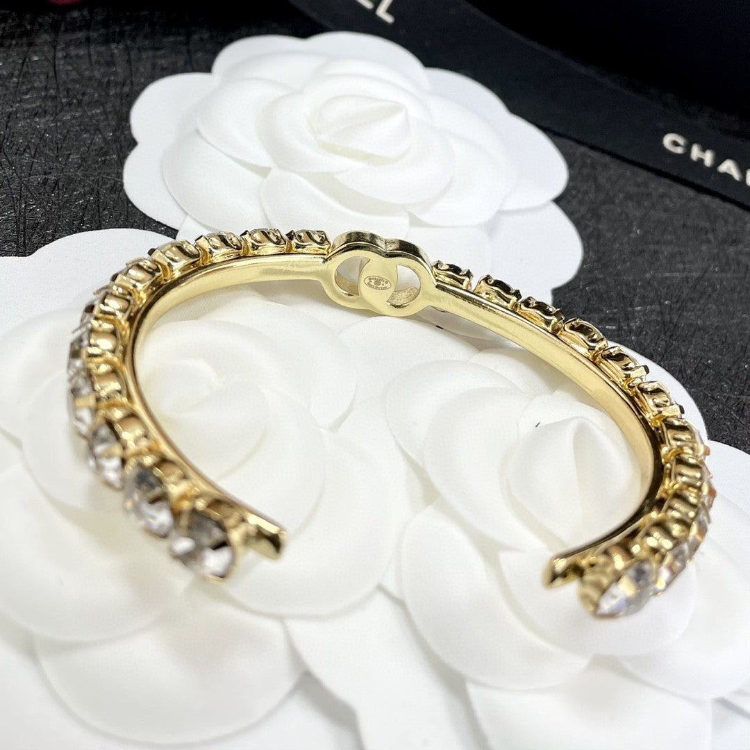 18K Chanel Crystal Open Cuff Bracelet