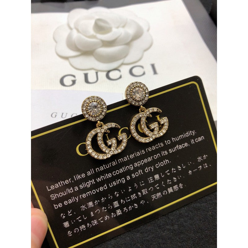 18K Gucci Crystal Pendant Earrings