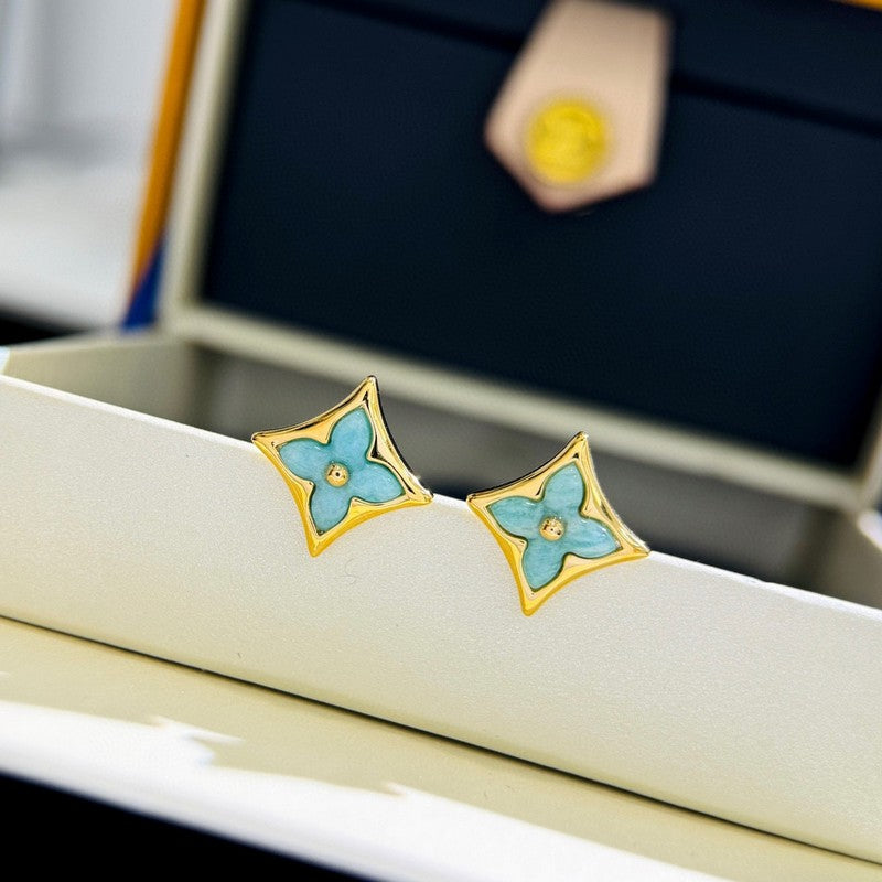 18K Louis Vuitton Blue Color Blossom BB Star Earrings