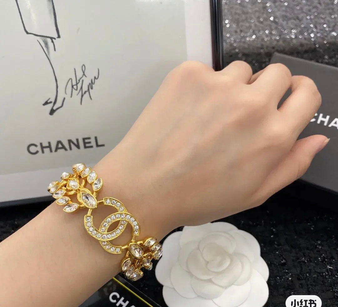 18K Chanel Crystals Open Cuff Bracelet