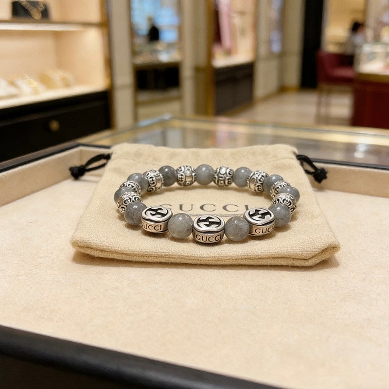 18K Gucci Anger Forest Grey Pearl Chain Bracelet