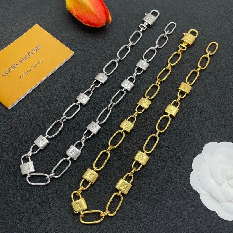 18K Louis Vuitton Lock Gold Chain Necklace