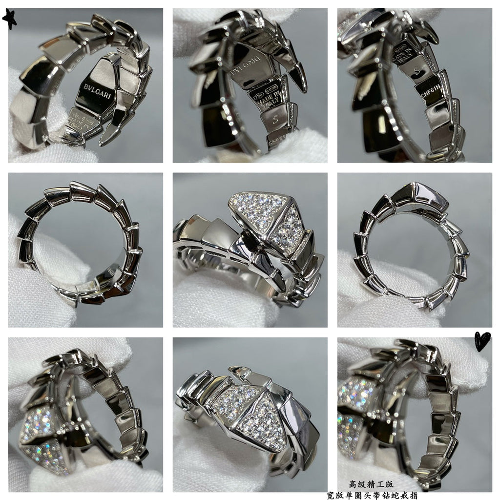 18K BVLGARI BV Serpenti Viper Head Diamond Ring