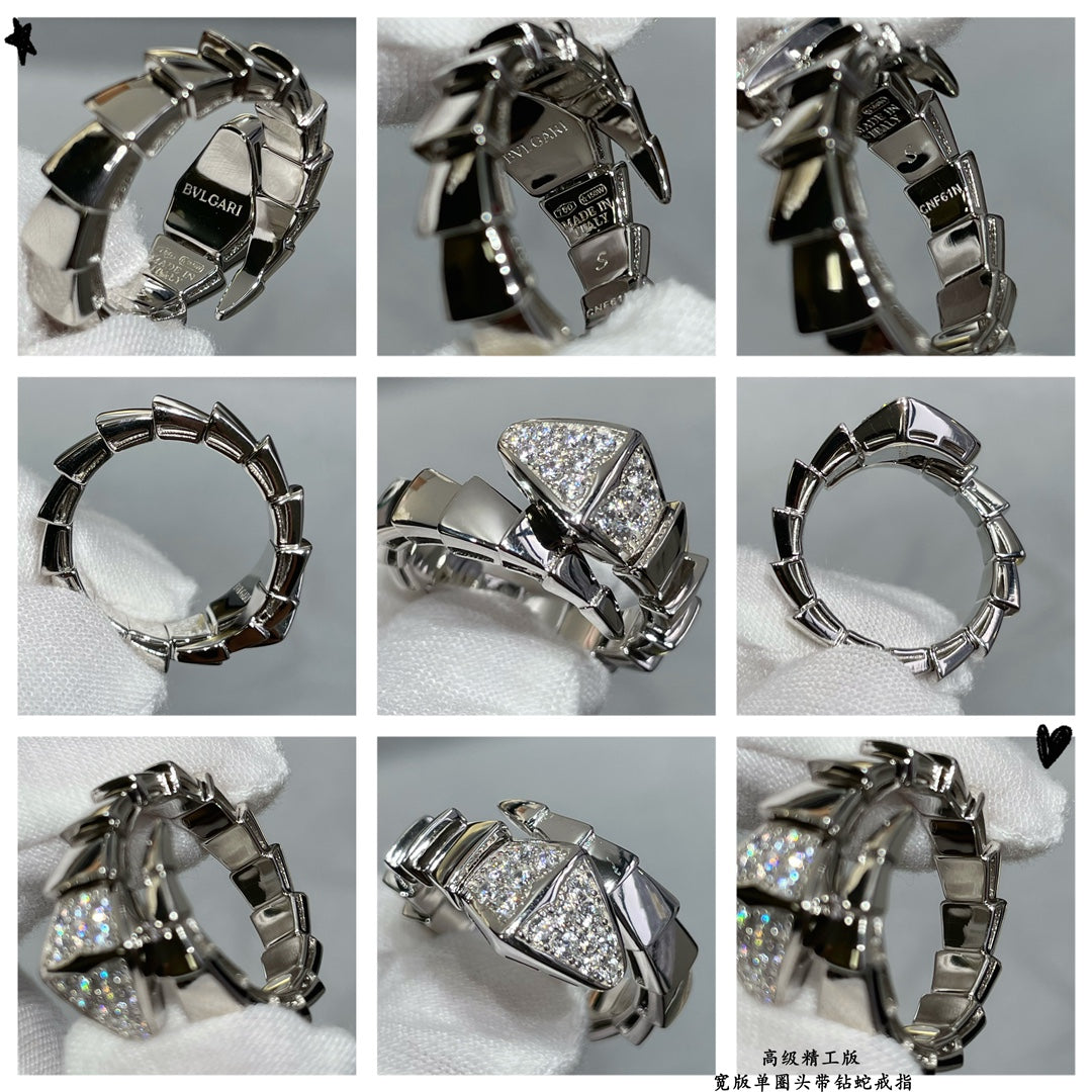 18K BVLGARI BV Serpenti Viper Head Diamond Ring