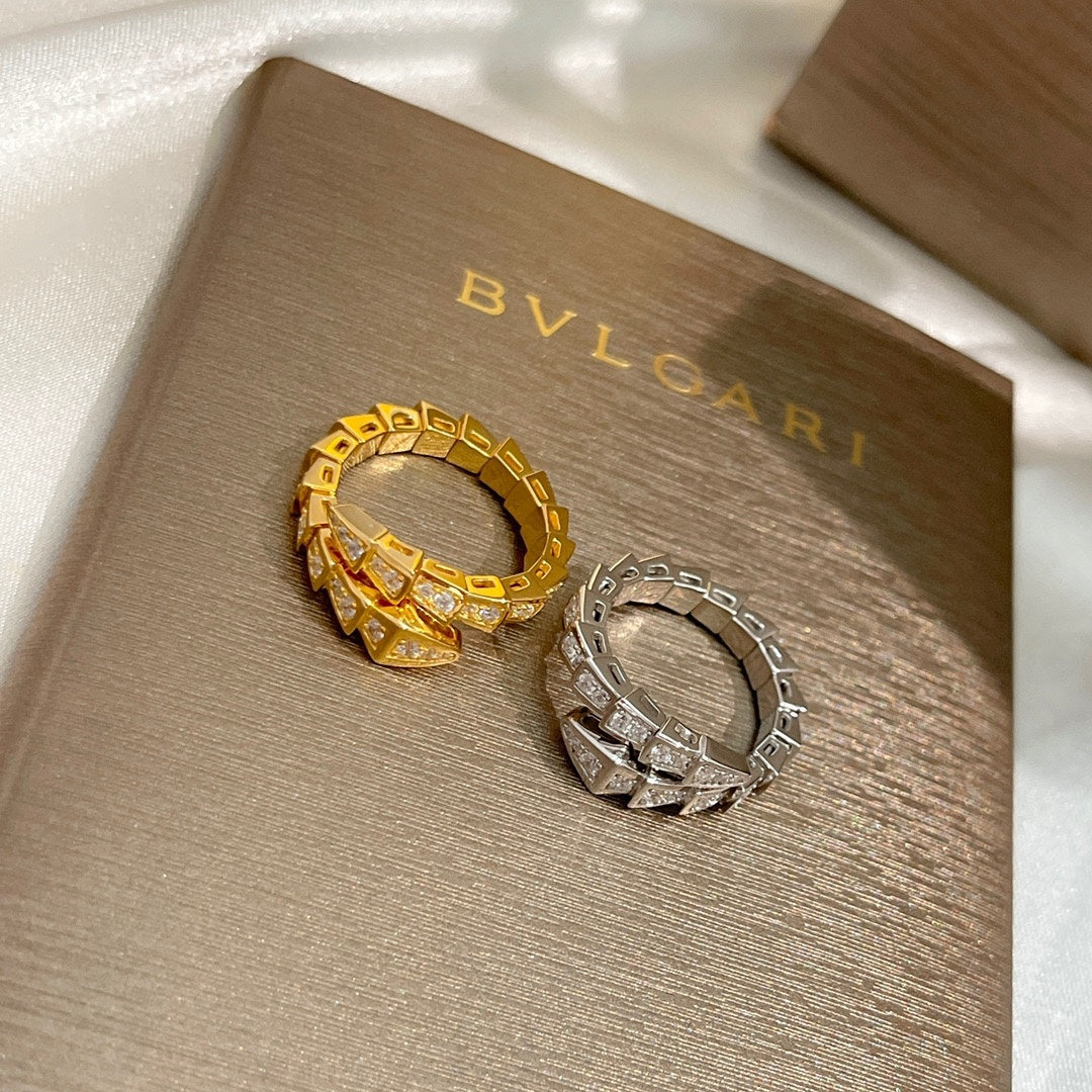 18K BVLGARI BV Serpenti Viper Pave Diamond Ring