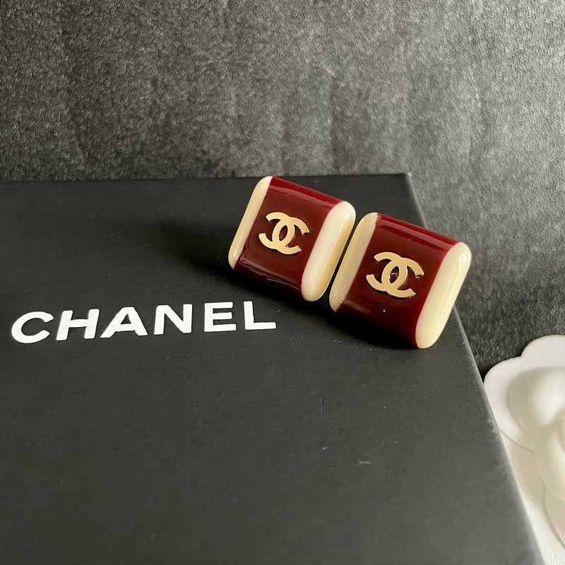 18K Chanel Red & White Pearl Earrings