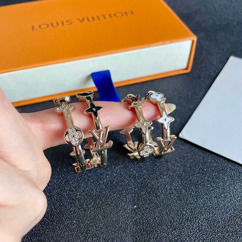 18K Louis Vuitton Blossom Black & White Earrings