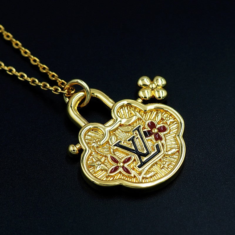 18K Louis Vuitton Vintage Lock Gold Necklace