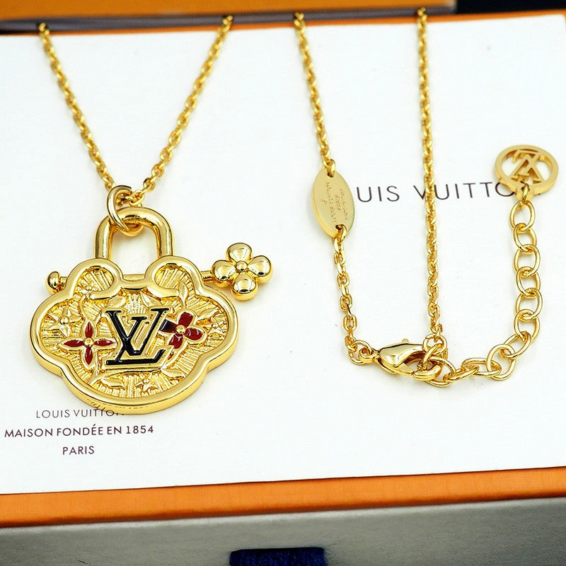 18K Louis Vuitton Vintage Lock Gold Necklace