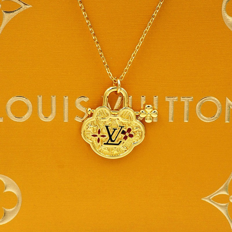18K Louis Vuitton Vintage Lock Gold Necklace