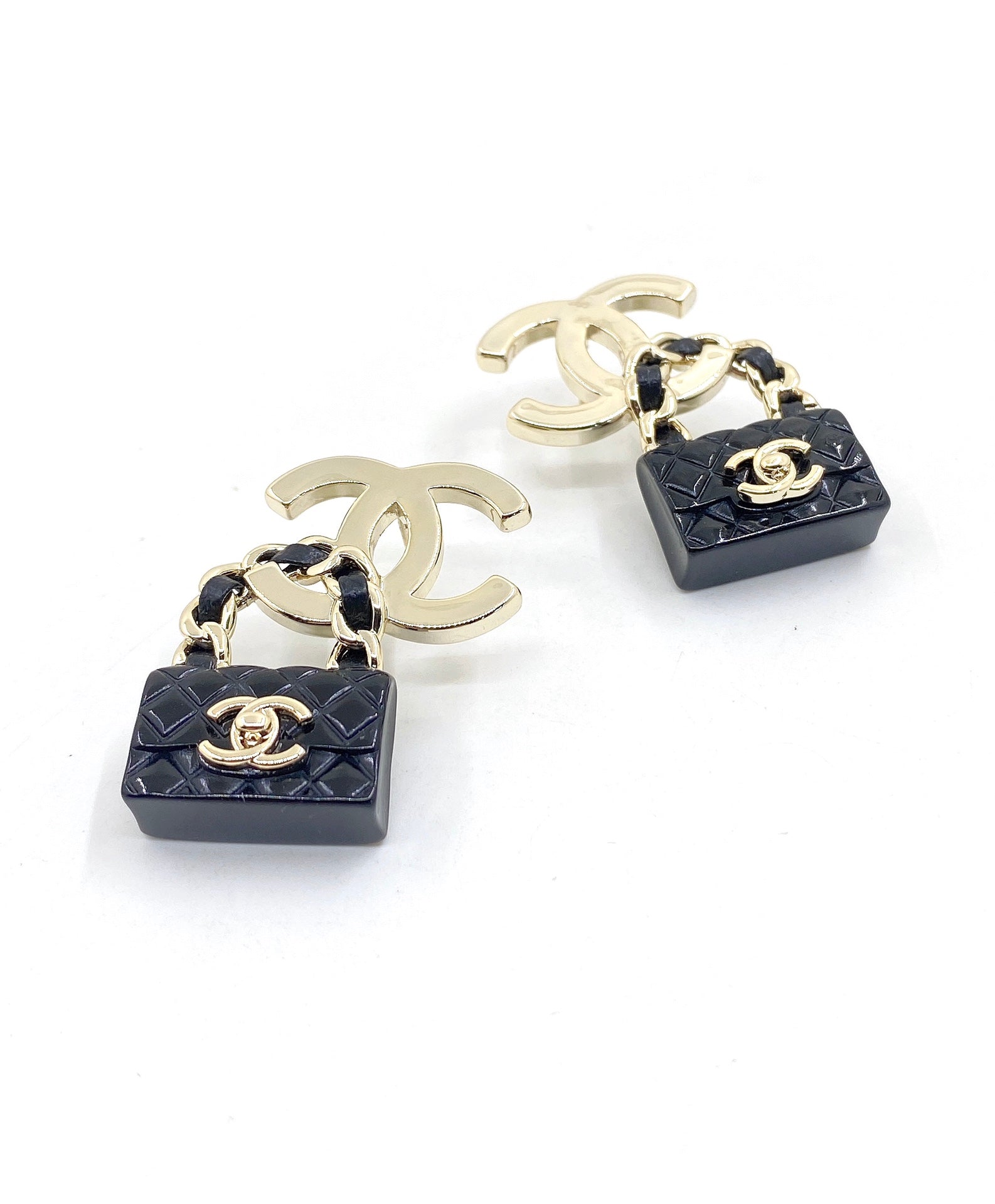 18K Chanel Bag Drop Earrings