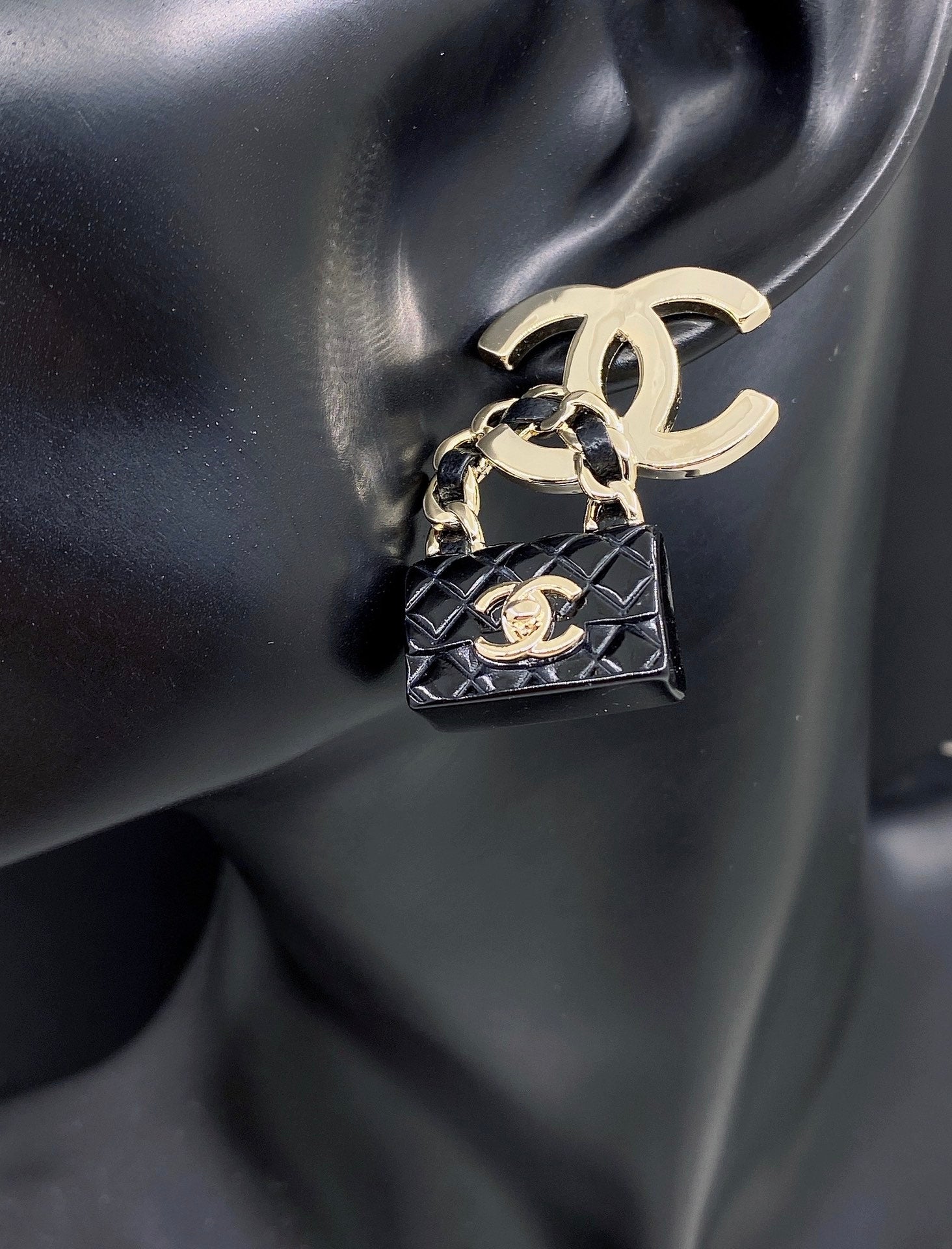 18K Chanel Bag Drop Earrings